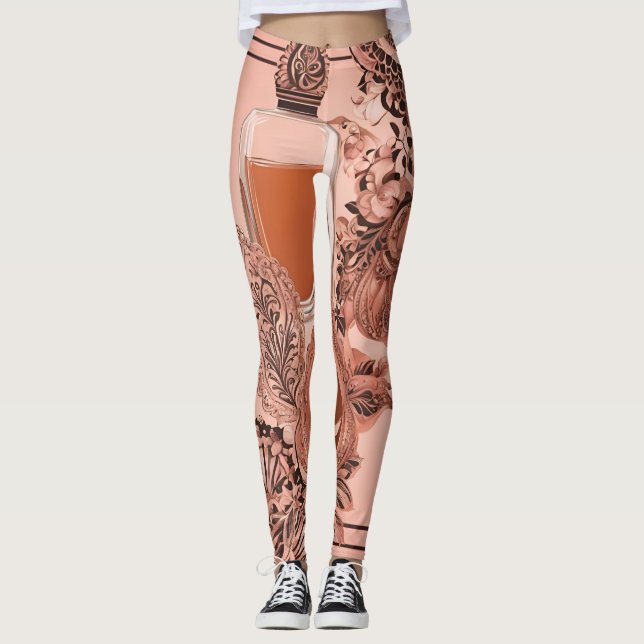 Legging design de perfume bege vintage arte de IA (Frente)