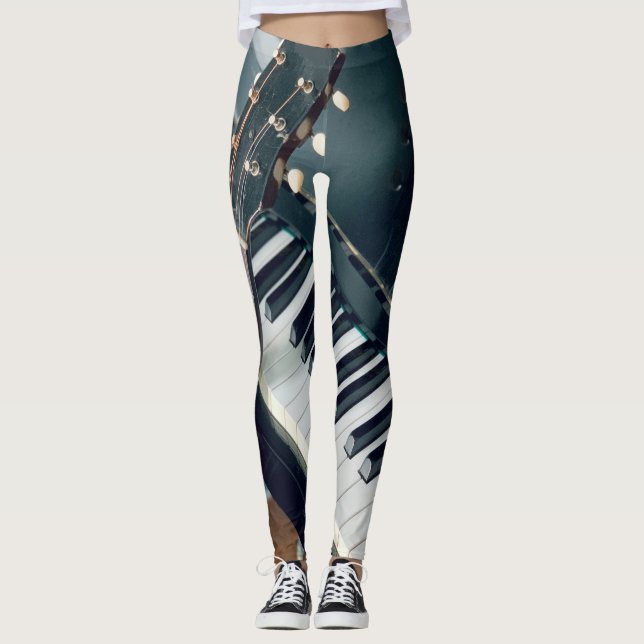 Legging Design de Piano bonito (Frente)