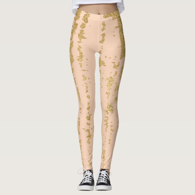 Legging Design de pincel/tinta Dourada (Frente)