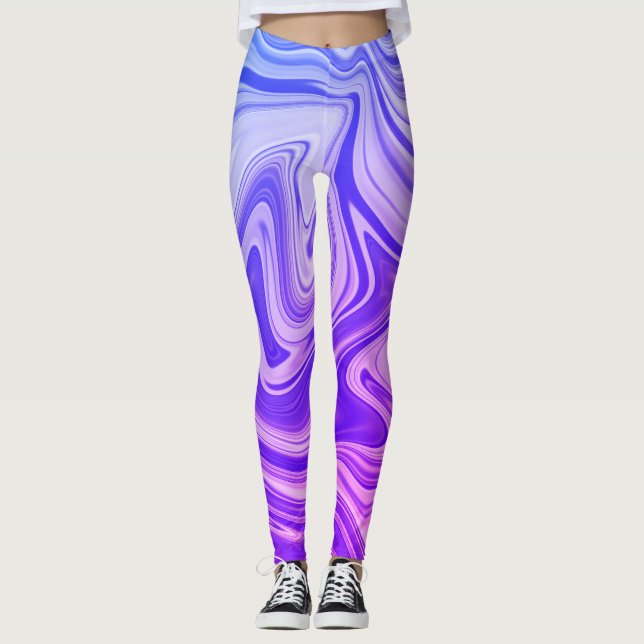 Legging Design de pintura azul de água mística (Frente)