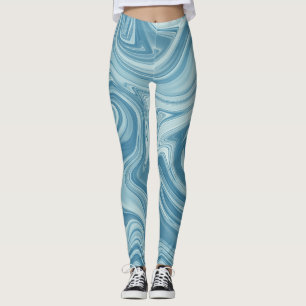 Legging Design de pintura azul de água mística