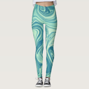 Legging Design de pintura azul de água mística