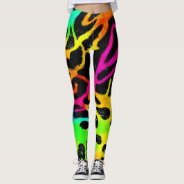 Legging Design de pintura colorida com néon