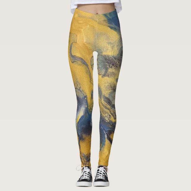 Legging Design de pour de acrílico dourado (Frente)