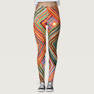 Legging Design de retalhos com quadrados asteca.