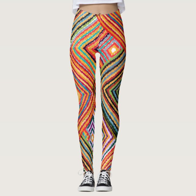 Legging Design de retalhos com quadrados asteca. (Frente)