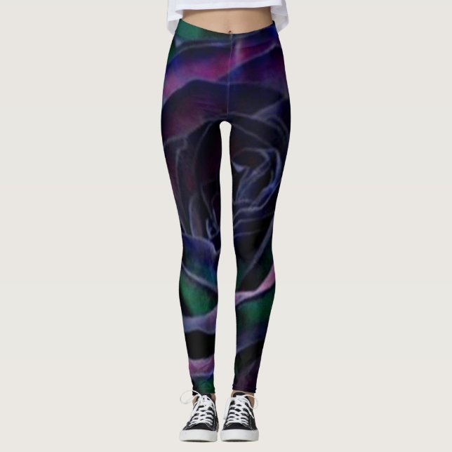 Legging Design de Rosa roxo escuro (Frente)