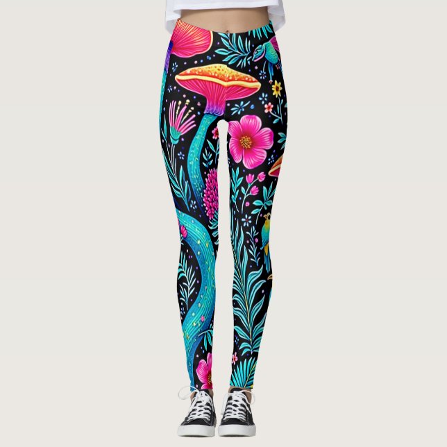 Legging Design de Sonho Whimsical em Floresta Encantada (Frente)