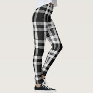 Legging Design de Tartan Xadrez Flannel Branco preto