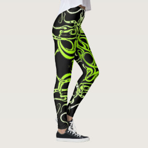 Legging Design de Tatuagem Tribal Personalizada Verde