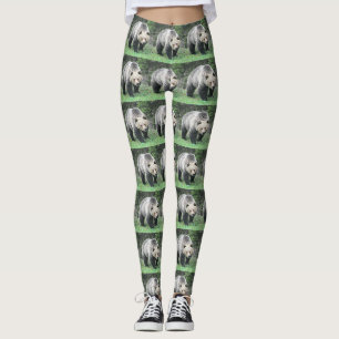 Legging Design de Telha de Floresta de Urso Pardo