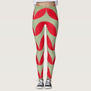 Legging Design de tendência média geométrica vermelha e ve