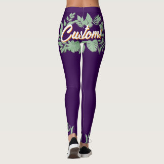 Legging Design de texto botânico vibrante colorido