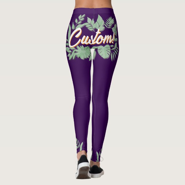 Legging Design de texto botânico vibrante colorido (Verso)