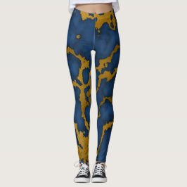 Legging Design de Textura Azul Real e Dourada do Mármaco