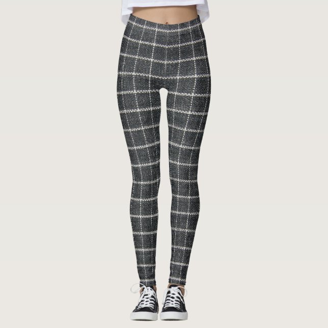 Legging Design de Textura Tartan Clássica (Frente)