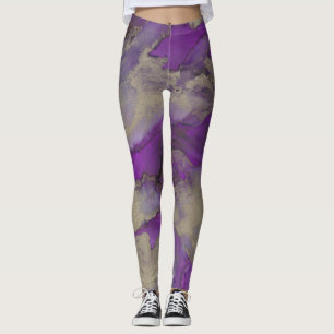 Legging Design de Tinta Roxa/Dourada