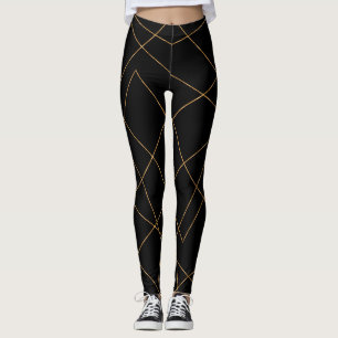 Legging Design de Traços Geométricos Modernos Dourados e P