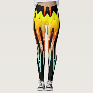 Legging design de tulipa abstrato amarela por Tron2021.