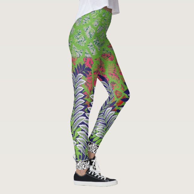 Legging design de um padrão verde e amarelo (Direita)
