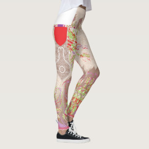 Legging design de um vaso vermelho com flores