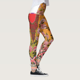 Legging design de uma parede vermelha e preta pendurada