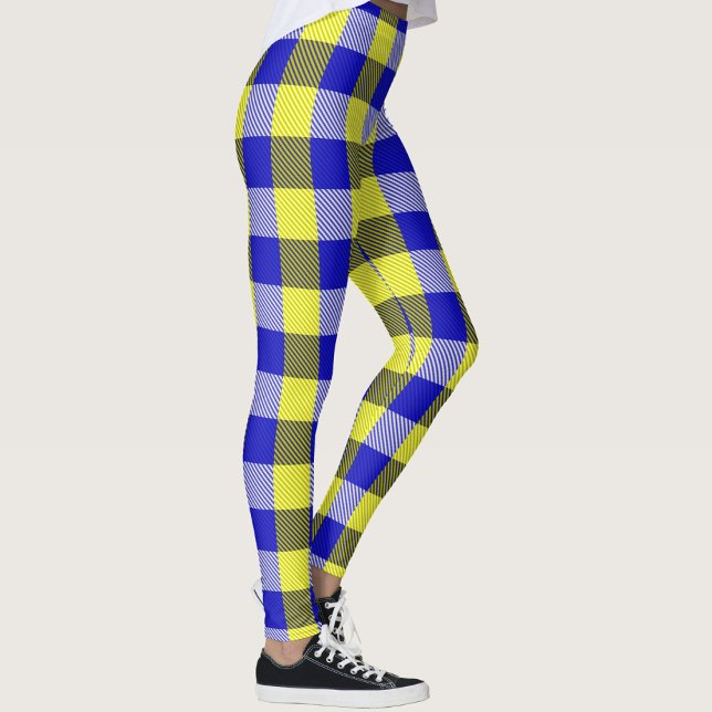 Legging Design de Verificação de Gingham Amarelo Azul (Criador carregado)