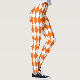Legging Design de Verificadores de Ouros Branco Laranja