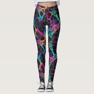 Legging Design de Web de Neon Filament Enigmático
