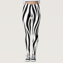 Legging design de zebra branca e negra