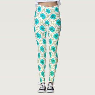 Legging design decorativa de natureza floral