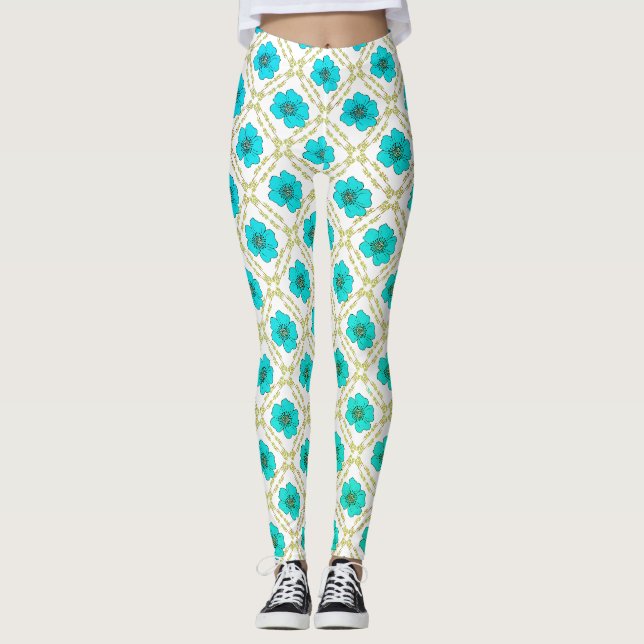 Legging design decorativa de natureza floral (Frente)