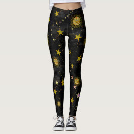 Legging Design do abstrato das caneleiras, do Sun, da lua