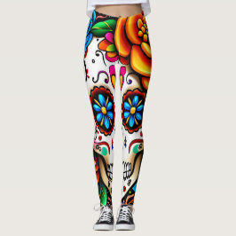 Legging Design do crânio do açúcar