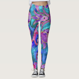Legging Design do Damasco para Aquarelas Cor Azul-Púrpura