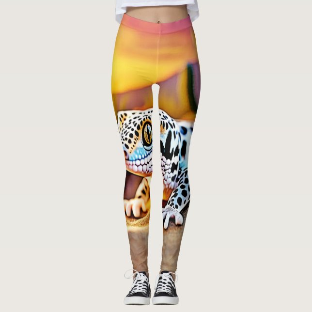 Legging Design do Deserto de Gecko Leopard (Frente)