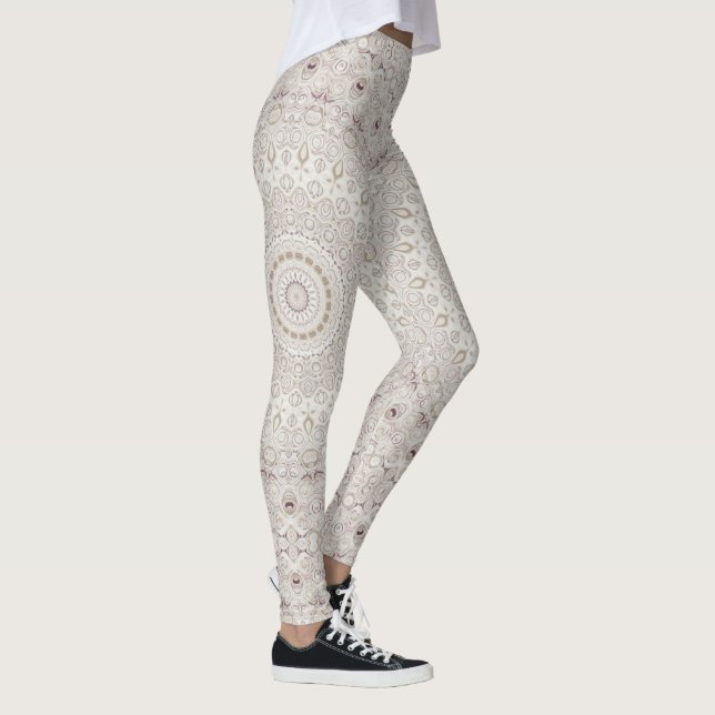 Legging Design do padrão Beige e Taupe Mandala (Direita)