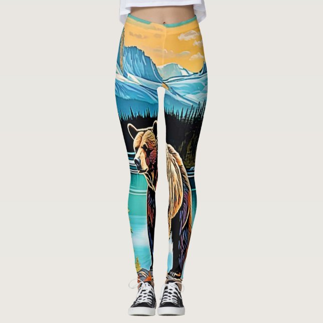 Legging Design do Urso de Montanha Majestoso Canadense (Frente)