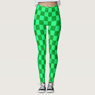 Legging Design do Verificador Verde Claro e Escuro