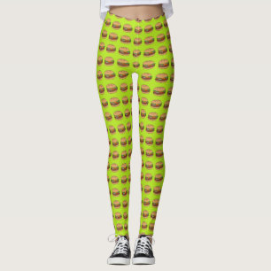 Legging Design dos cheeseburgers no fundo do limão