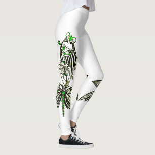Legging Design exclusivo das caneleiras. Menina verde da