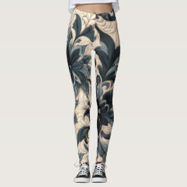 Legging Design Floral Azul-Marinho