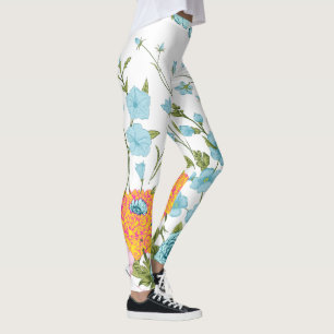 Legging Design floral cor-de-rosa & amarelo azul Pastel