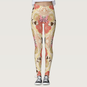 Legging Design Floral de padrão de colheita contínua.