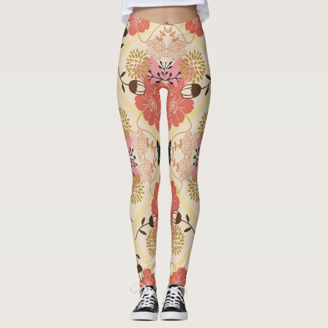 Legging Design Floral de padrão de colheita contínua. (Frente)