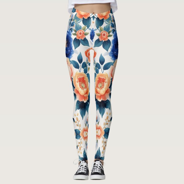 Legging Design Floral do Brilho do Jardim Real (Frente)