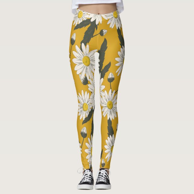 Legging Design floral do cachecol, fundo vintage. (Frente)