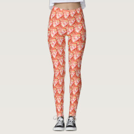 Legging Design floral vermelho branco incrível