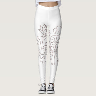 Legging Design floral vermelho-rosado