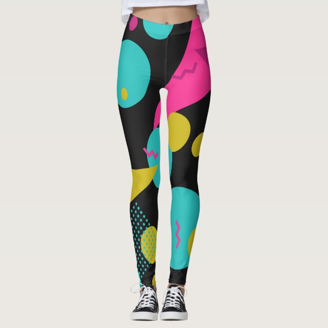 Legging Design Geométrica de Memphis dos anos 80 (Frente)